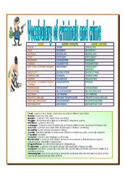 English Worksheet: Criminals and Crime Vocabulary