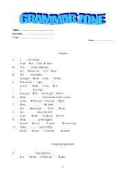 English Worksheet: grammar zone