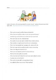 English Worksheet: The city mouse and the country mouse