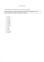 English Worksheet: OPPOSITES VERBS