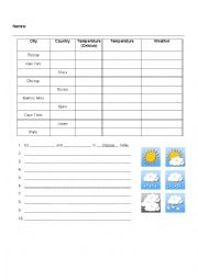 Weather Worksheet - Internet search