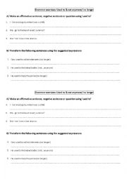 English Worksheet: used to, anymore, no longer