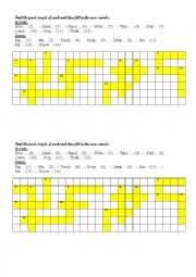 crossword puzzle of irregular verbs