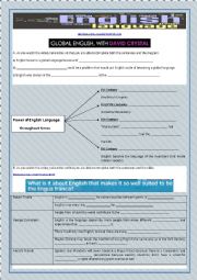 English Worksheet: English as a Global Language