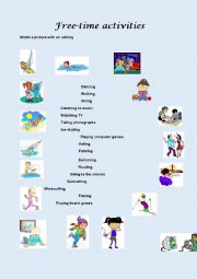 English Worksheet: Free-time Activities