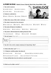 English Worksheet: Sherlock TV series Worksheet A study in pink