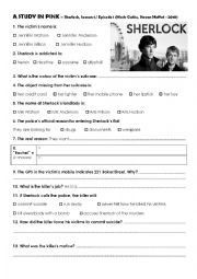 Sherlock TV series Worksheet A study in pink