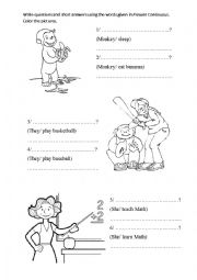 English Worksheet: Present Continuous - Yes/No Questions and Answers