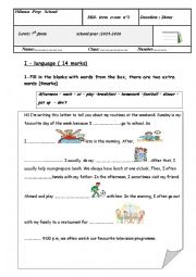 English Worksheet: mid term 7th form test 2015