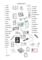 English Worksheet: common objects