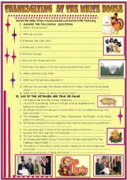 English Worksheet: Thanksgiving at the White house 3: video link and key included