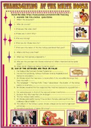 English Worksheet: Thanksgiving at the White house 3: video link and key included