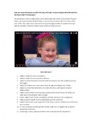 English Worksheet: The girl who couldnt feel pain (youtube video + exercise)