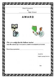 English Worksheet: Presentation Awards