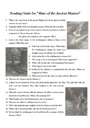 English Worksheet: A questionnaire on Coleridges 