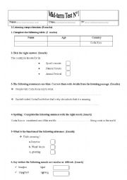 MID TERM TEST N 1 LISTENING COMPREHENSION