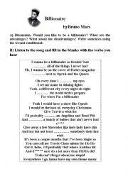 English Worksheet: billionaire- Bruno Mars