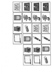 English Worksheet: school items memory game