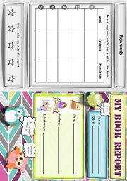 English Worksheet: Cute owls book report booklet