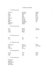 English Worksheet: PLURAL OF NOUNS