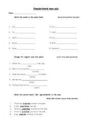 English Worksheet: plural nouns