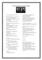 English Worksheet: Do I wanna know? - Arctic Monkeys