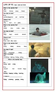 English Worksheet: Life of Pi describing scenes part 2