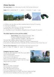 English Worksheet: Chinese Mountains