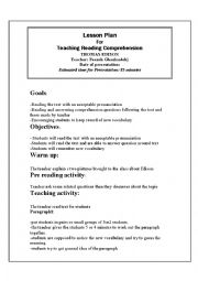 English Worksheet: Lesson plan for Reading