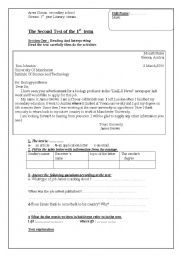 English Worksheet: test letter of application 