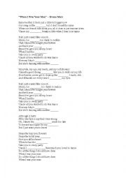 English Worksheet: When I Was Your Man - Bruno Mars - Fill in the gaps