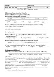 English Worksheet: 8th form test 1