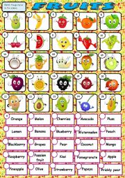 English Worksheet: Fruits