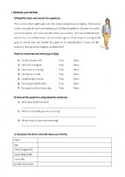 English Worksheet: reading comprehension