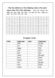 English Worksheet: irregular verbs