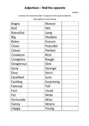 English Worksheet: Opposite adjectives - pair work