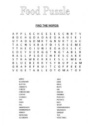 English Worksheet: FOOD PUZZLE