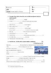 English Worksheet: Present simple, continuous