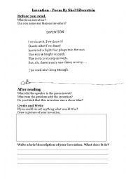 English Worksheet: Poem - Invention by Shel Silverstein