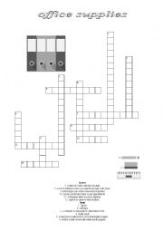 English Worksheet: office supplies crossword