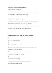 English Worksheet: want to 