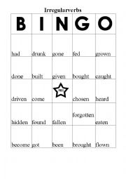 English Worksheet: BINGO IRREGULAR VERBS