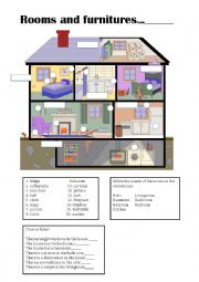 English Worksheet: rooms and furniture