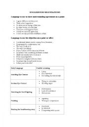 English Worksheet: English for negotiations