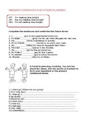 English Worksheet: Present continuous for future planning 