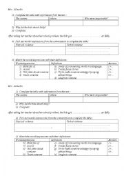 English Worksheet: violence at school