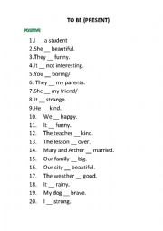 English Worksheet: To be (Present)
