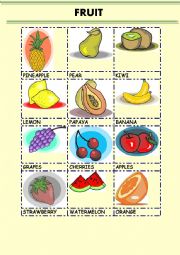 English Worksheet: FRUIT pictionary