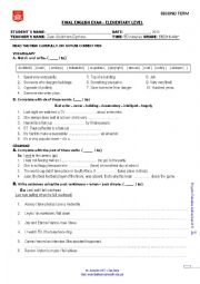 English Worksheet: final exam