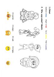 English Worksheet: Inside out. Colours and emotions.